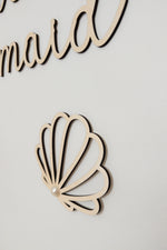 Load image into Gallery viewer, Make Waves little Mermaid Quote Wall Wood Decor with Shell Clamps
