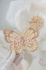 Load image into Gallery viewer, Butterfly Baby Announcement sign plaque
