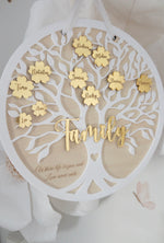 Load image into Gallery viewer, Mother’s Day Family Tree Gold Floral Personalised Names - Hanging Round Circle Plaque 28cm
