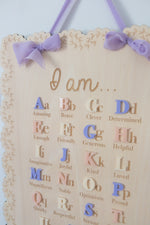 Load image into Gallery viewer, Affirmation Alphabet Board - Letters Pink Tones
