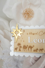 Load image into Gallery viewer, Bethlehem Jesus Nativity Christian Design Christmas Crate Plaque GOLD
