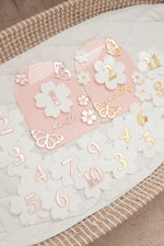 Load image into Gallery viewer, New Pink Daisy SET - Name sign &amp; Milestone Pack with Gold Butterflies
