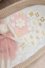 Load image into Gallery viewer, New Pink Daisy SET - Name sign &amp; Milestone Pack with Gold Butterflies
