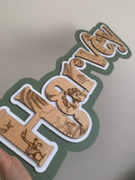 Load image into Gallery viewer, Etched Dino Triple Layer Signage SMALL Door Sign
