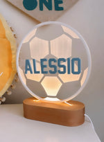 Load image into Gallery viewer, Soccer ball LED Night light Boys Girls Kids Personalised Sports
