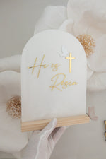 Load image into Gallery viewer, Christian Easter He is Risen Sign Pearl Acrylic
