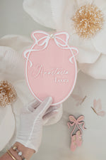Load image into Gallery viewer, Pearl Bow REVERSIBLE Milestone Plaque 12 Month Set with NAME plaque
