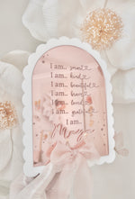 Load image into Gallery viewer, Affirmation Plaque Bow &amp; Scalloped frame
