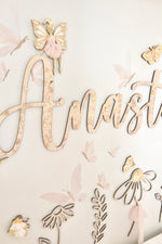 Load image into Gallery viewer, Large Personalised Bedroom Wall Floral Name Sign
