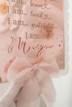 Load image into Gallery viewer, Affirmation Plaque Bow &amp; Scalloped frame
