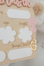 Load image into Gallery viewer, Back to School Board Sign DAISY Flower LAST &amp; FIRST DAY milestone custom personalised name PERTH pick up available
