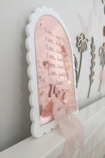 Load image into Gallery viewer, Affirmation Plaque Bow &amp; Scalloped frame

