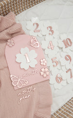 Load image into Gallery viewer, Cherry Blossom Milestone 12 Month Set - Pink Rose Gold Girls
