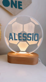 Load image into Gallery viewer, Soccer ball LED Night light Boys Girls Kids Personalised Sports
