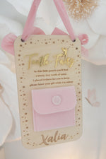 Load image into Gallery viewer, Personalised Tooth Fairy hanging door sign WOOD
