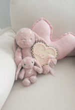 Load image into Gallery viewer, Sweet heart scalloped ribbon Baby Announcement sign plaque
