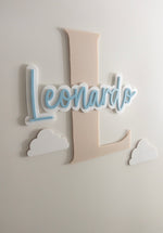Load image into Gallery viewer, Custom Bedroom Door Sign Initial &amp; Name CLOUDS

