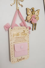 Load image into Gallery viewer, Personalised Tooth Fairy hanging door sign WOOD
